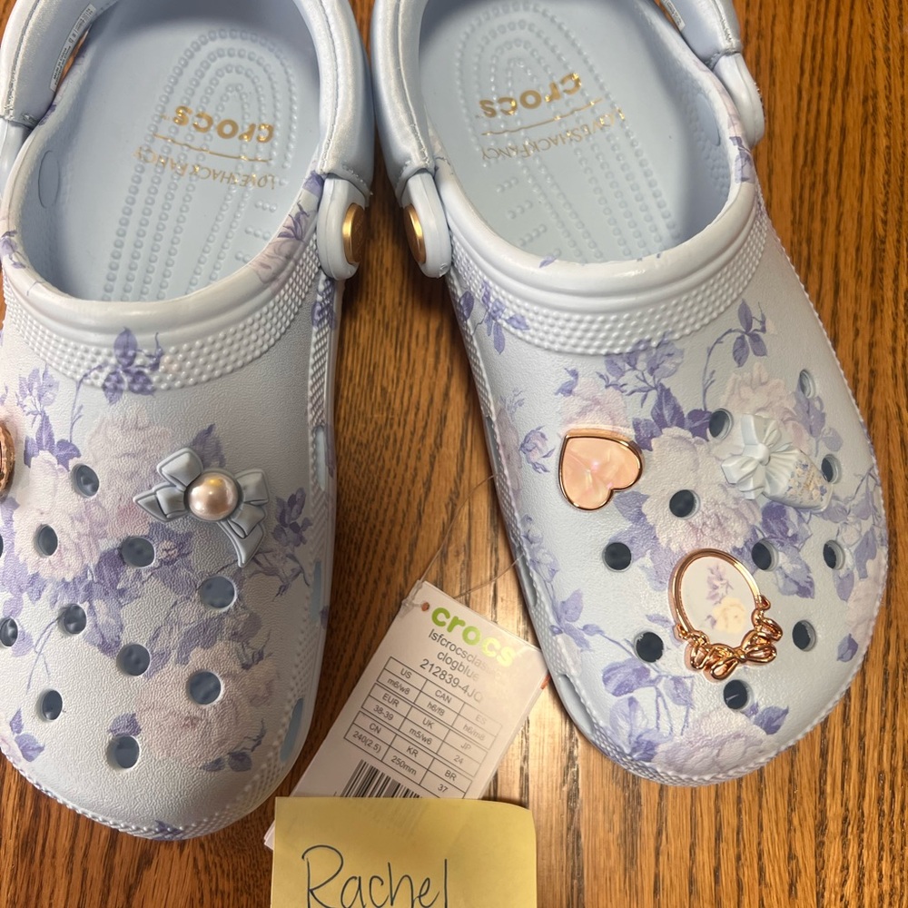 Crocs x Love Shack Famcy Women’s Light Blue Floral Clogs - Picture 2 of 8